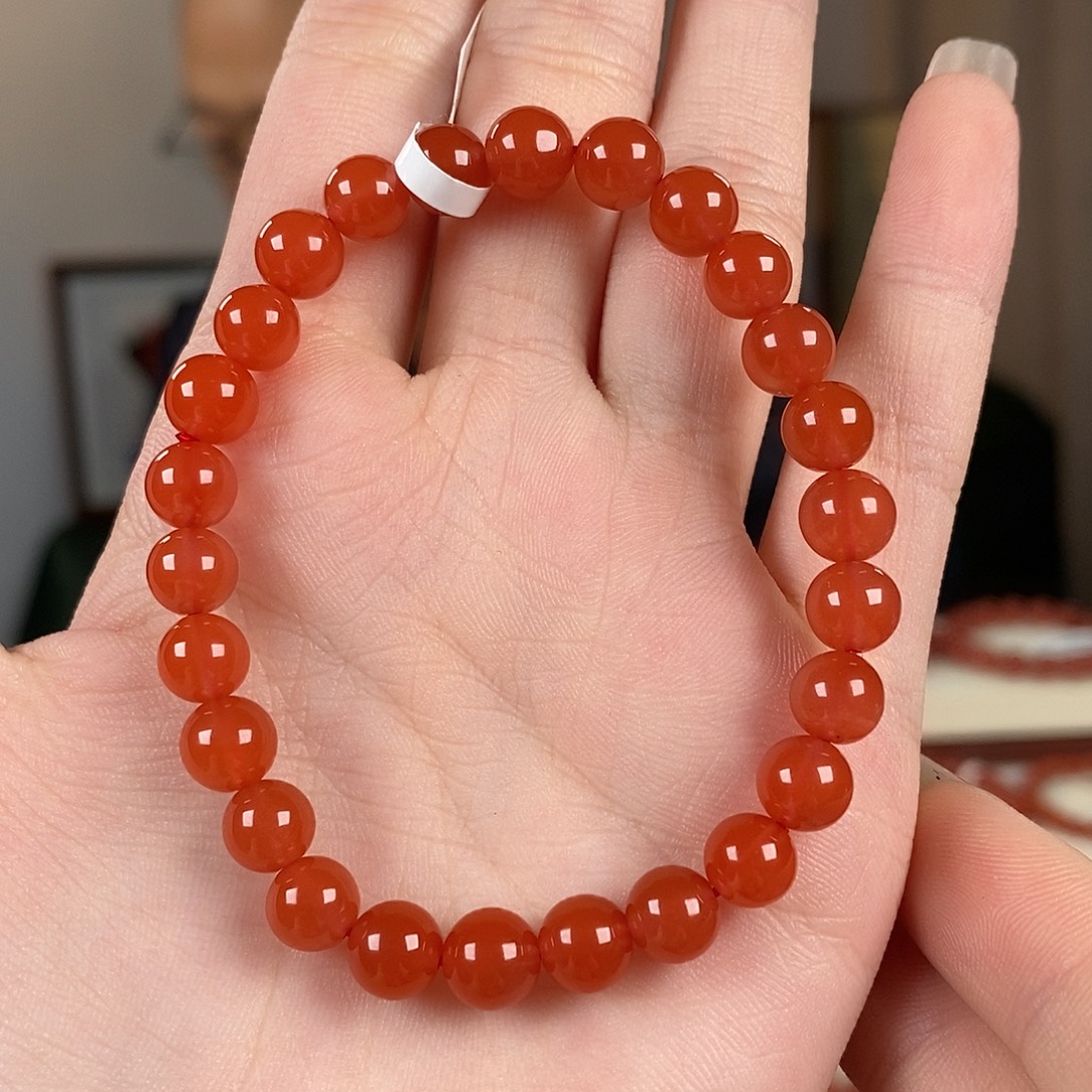 南红玛瑙未镶嵌手串原矿7mm特级冰红