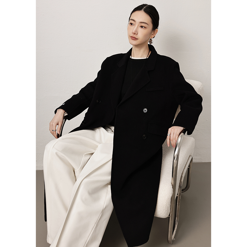 双面羊毛中长款大衣气质轻奢时尚简约休闲2025秋冬新款毛呢外套