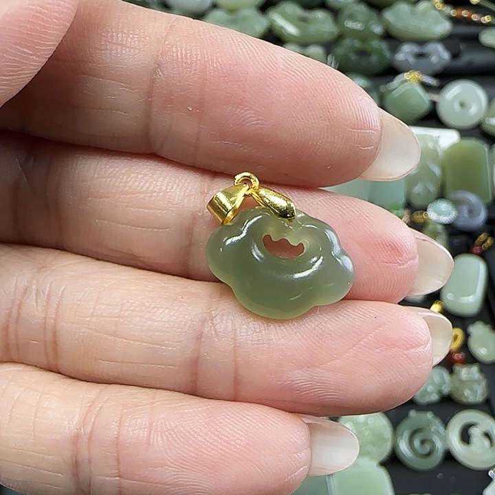 和田玉吊坠(不含链)银S925镶嵌