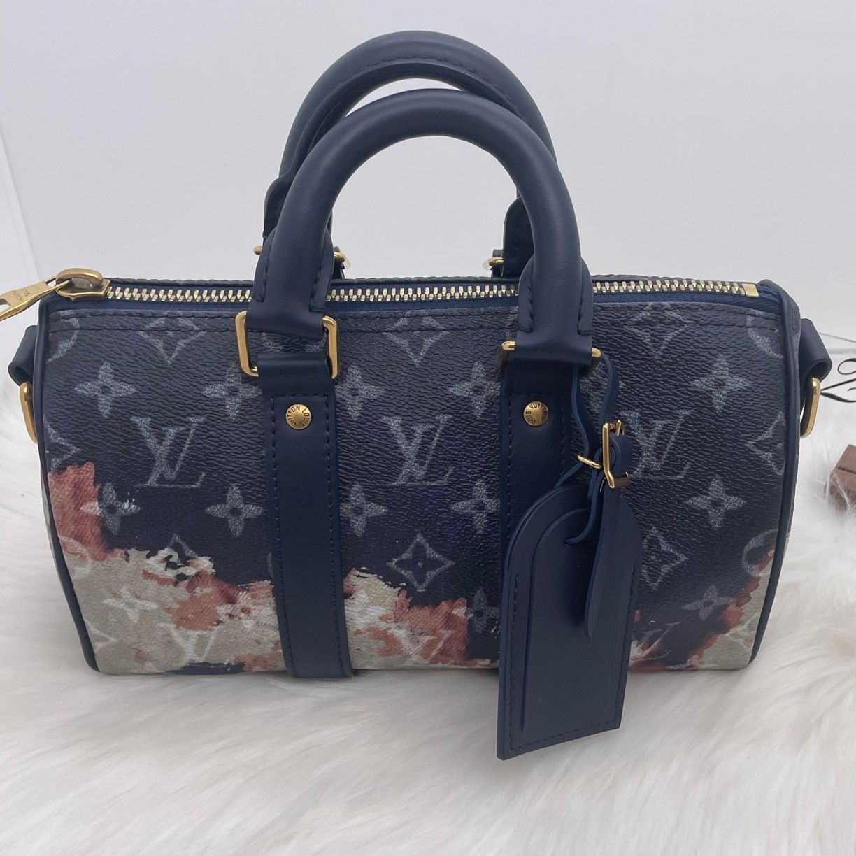 95新 LouisVuitton/路易威登 火烧云，Keepall25蓝色