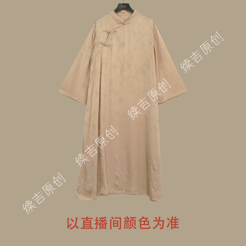 续吉原创24-355【菱花】春夏中国风改良复古提花旗袍中式宽松连衣裙