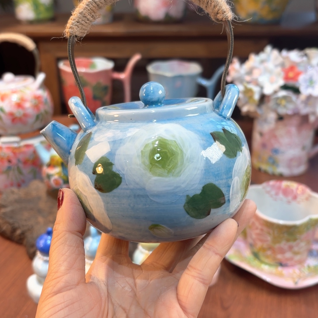 没***饼瓷片景德镇手绘高温釉下彩陶瓷茶具