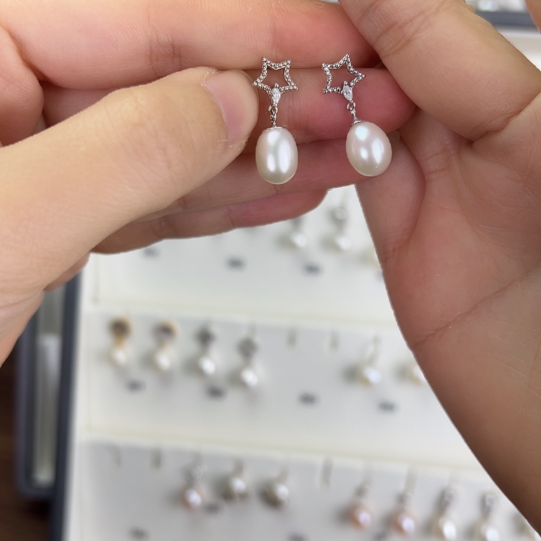 Y***n耳饰淡水珍珠银S925镶嵌