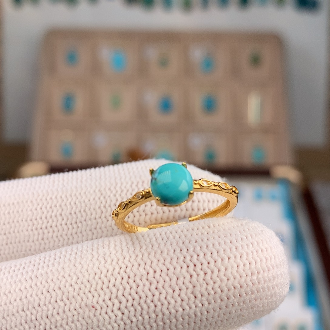 绿松石银S925镶嵌戒指