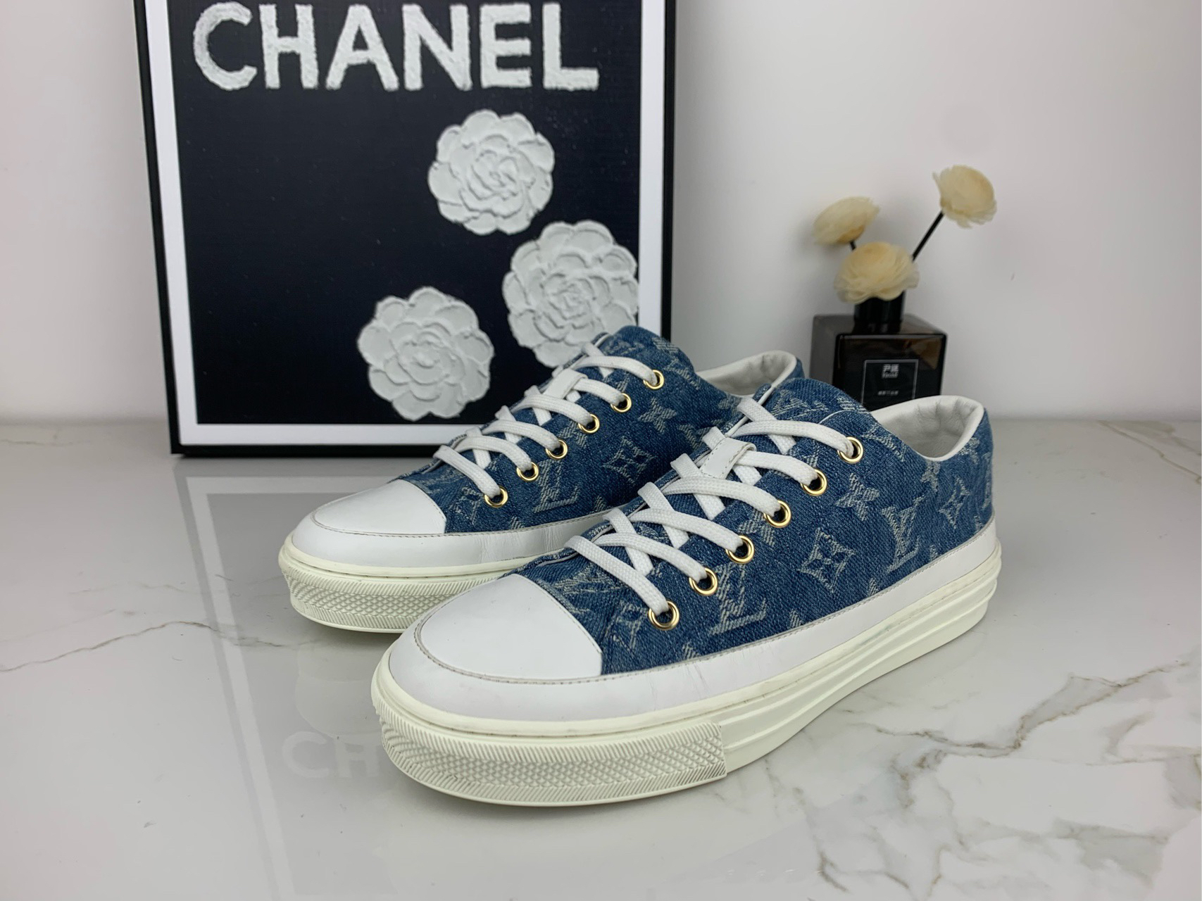 Louis vuitton 蓝色牛仔板鞋 37.5码/99新/jm00088