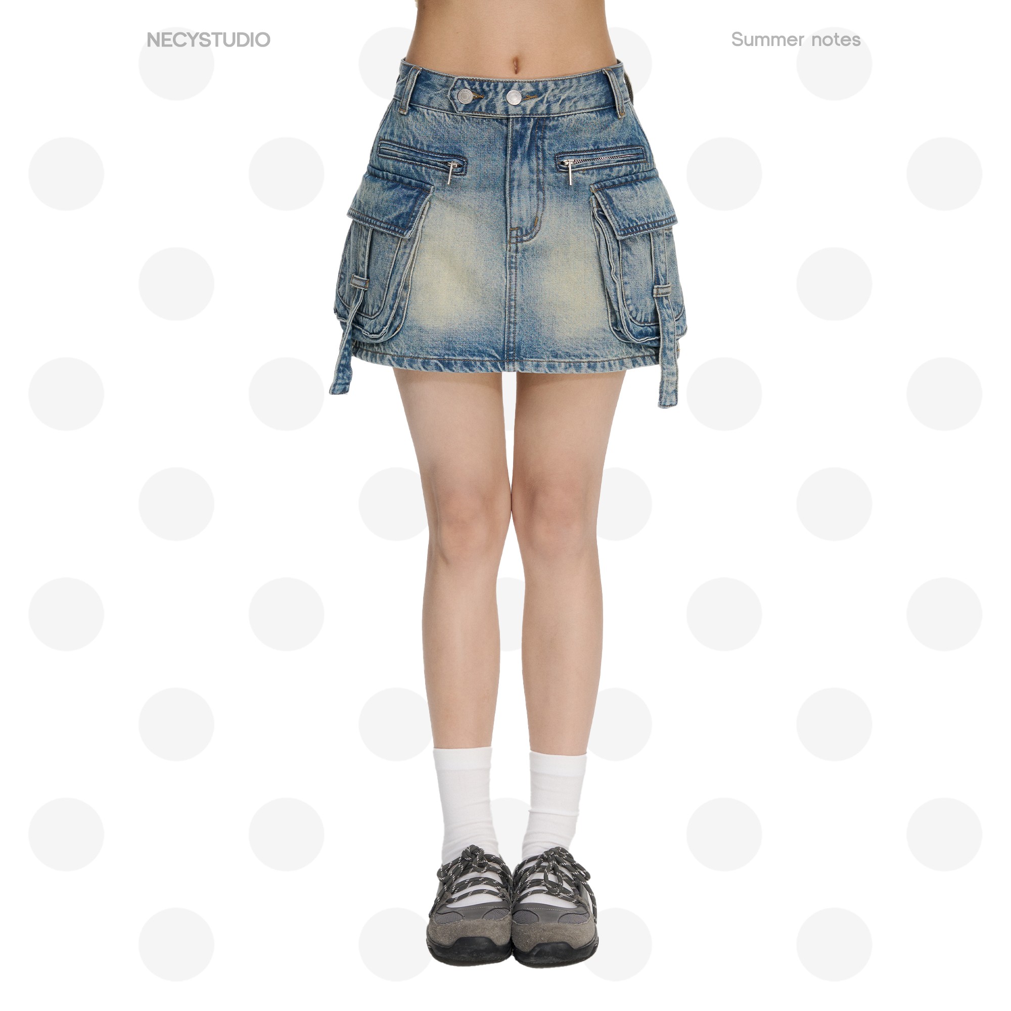 NECY【vintage】立体口袋牛仔工装短裙辣妹