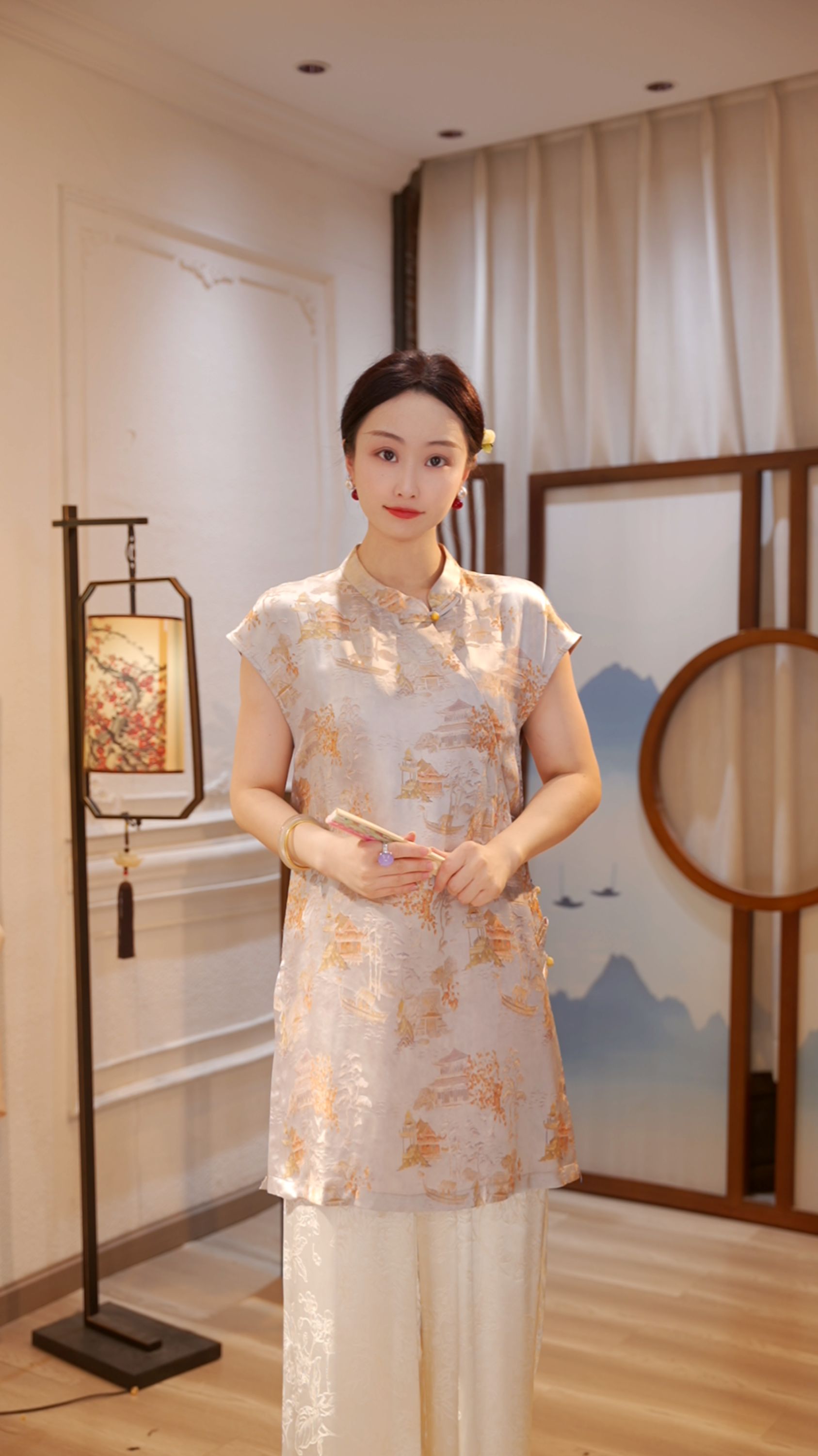 亭台楼阁｜新中式国风时尚百搭重磅上衣奥黛小衫-5352
