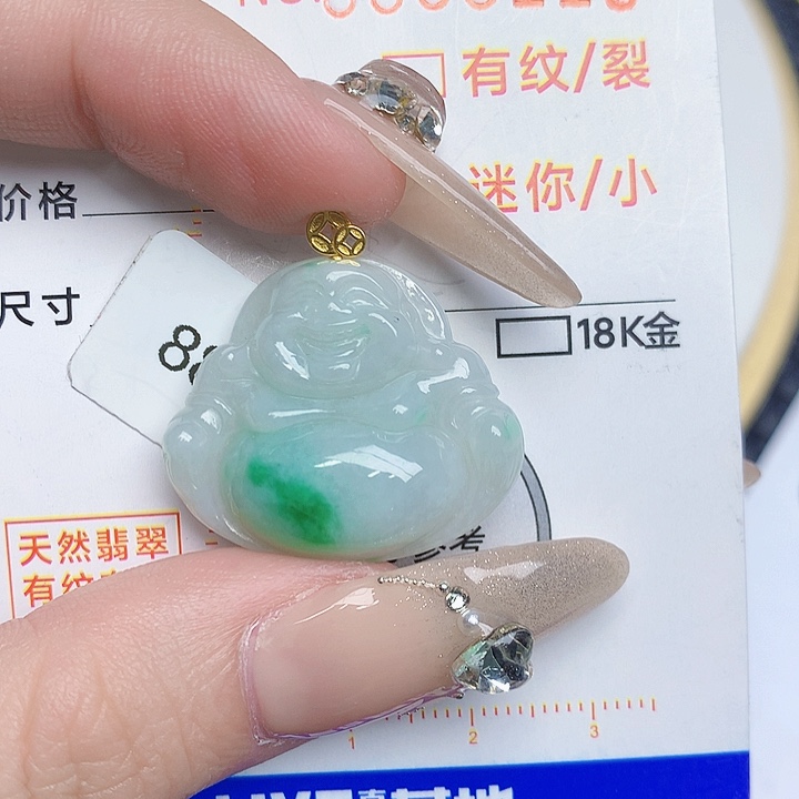 翡翠颈饰18K金镶嵌佛公