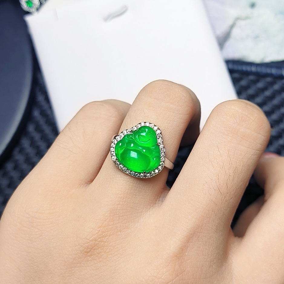（聚宝严选）B87绿小佛公戒指妈妈款精致精美百搭时尚