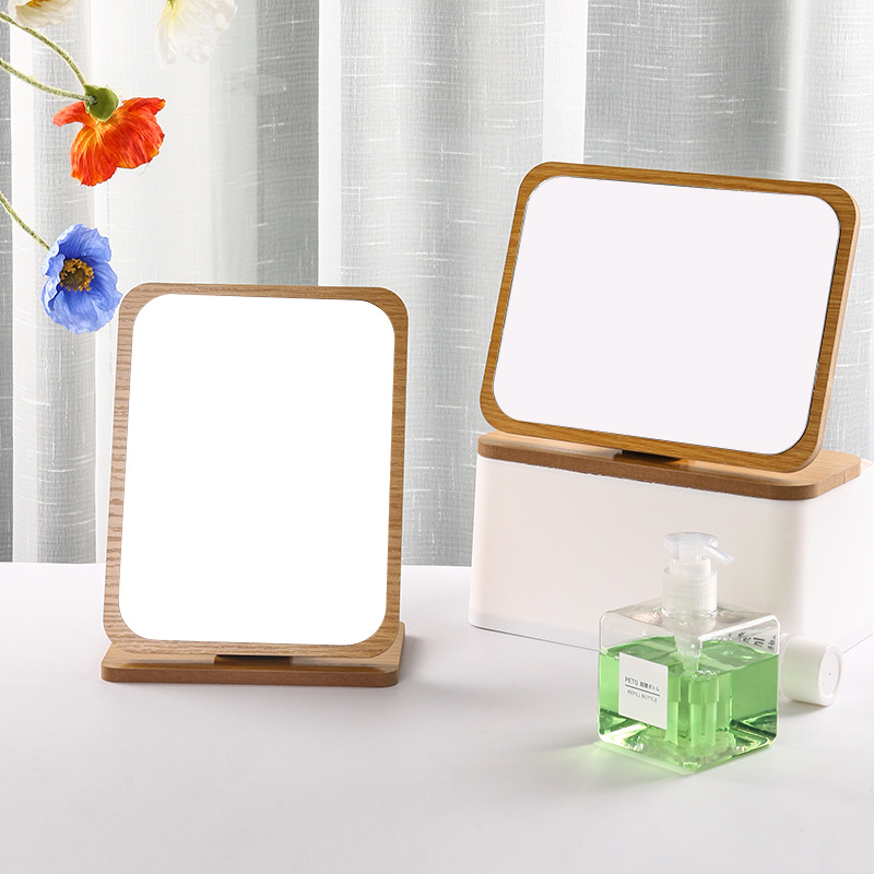 木色小号,木色大号镜子化妆镜简约梳妆镜美容镜便携折叠复古家用