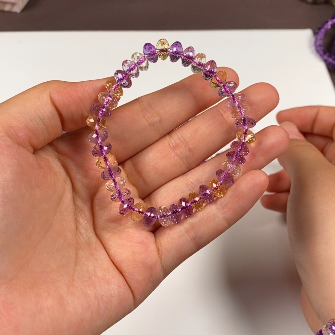 手串紫水黄水刻面 全净体