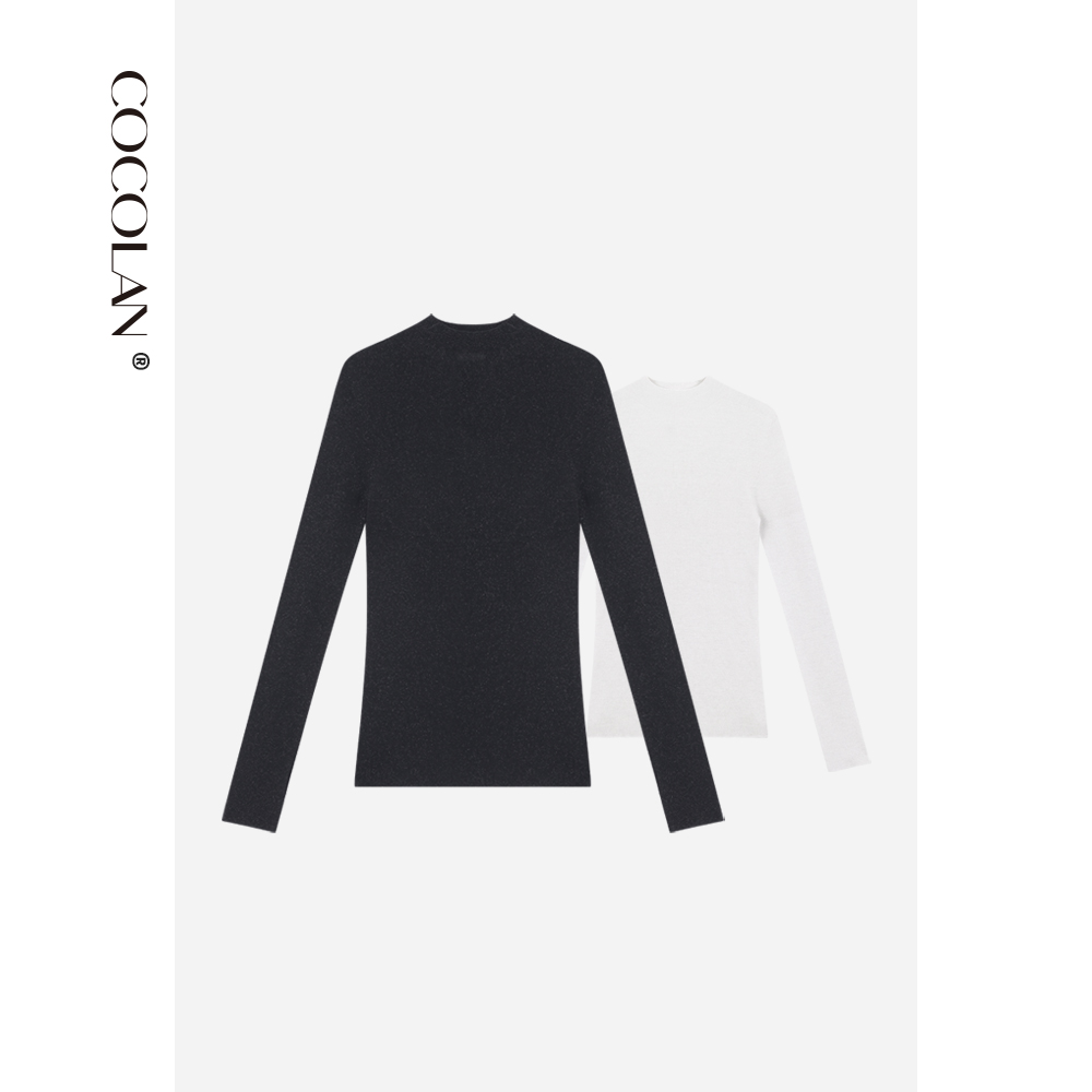 COCOLAN【星光-中领】亮丝半高领针织修身上衣CL8MY8165