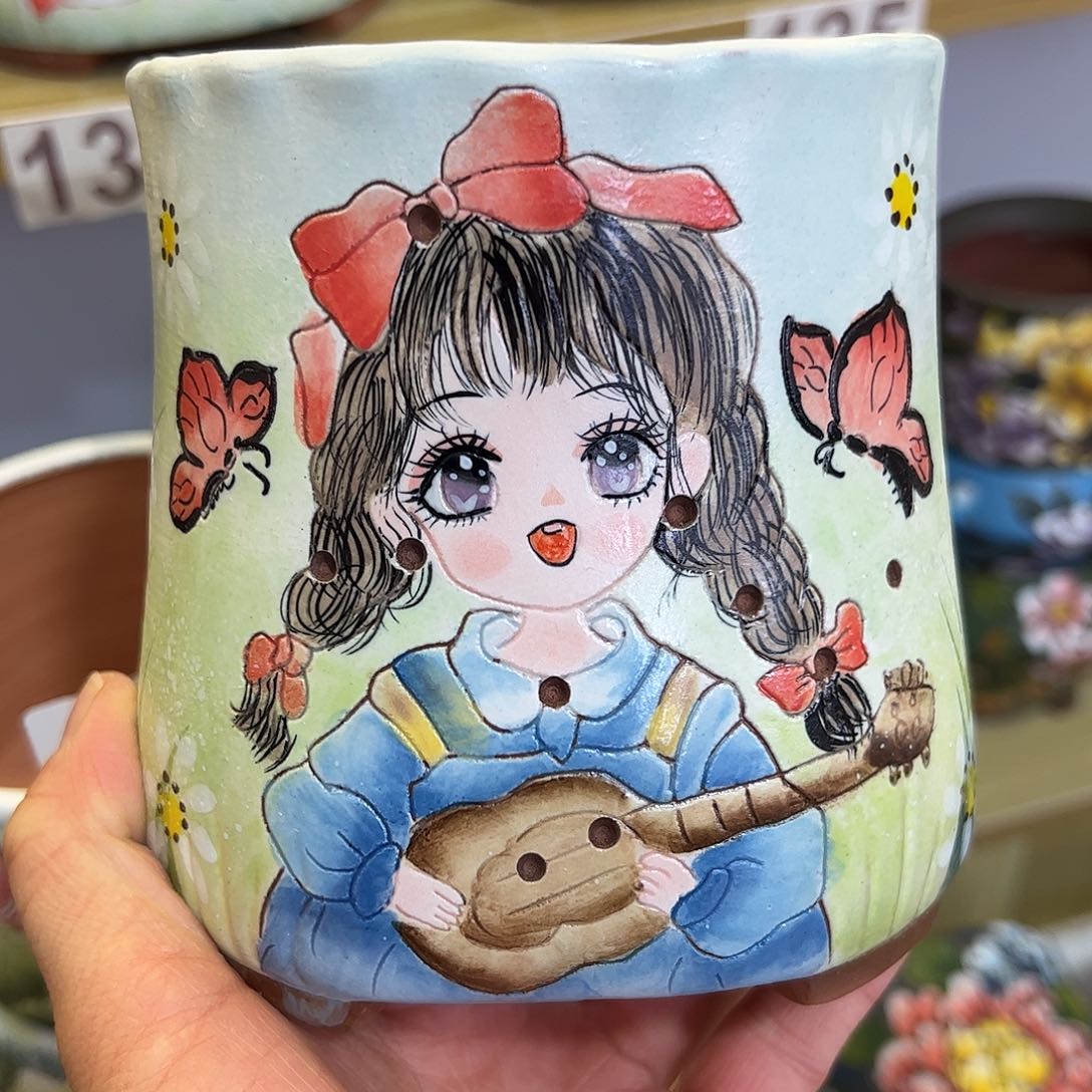 景德镇陶瓷花盆口10.5高12景德镇陶瓷花盆