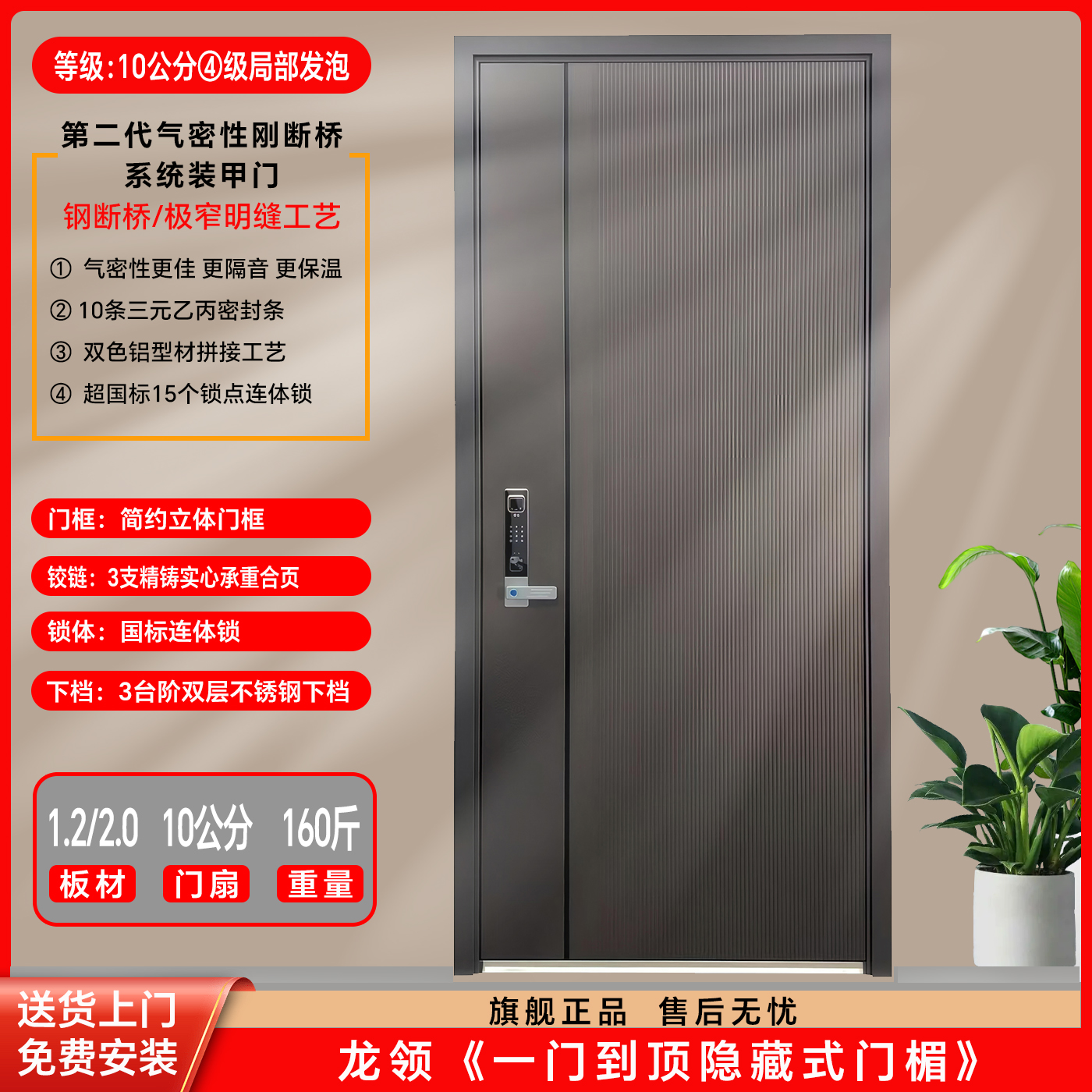 [顺财神】第二代气密性刚断桥系统装甲门入户门智能门