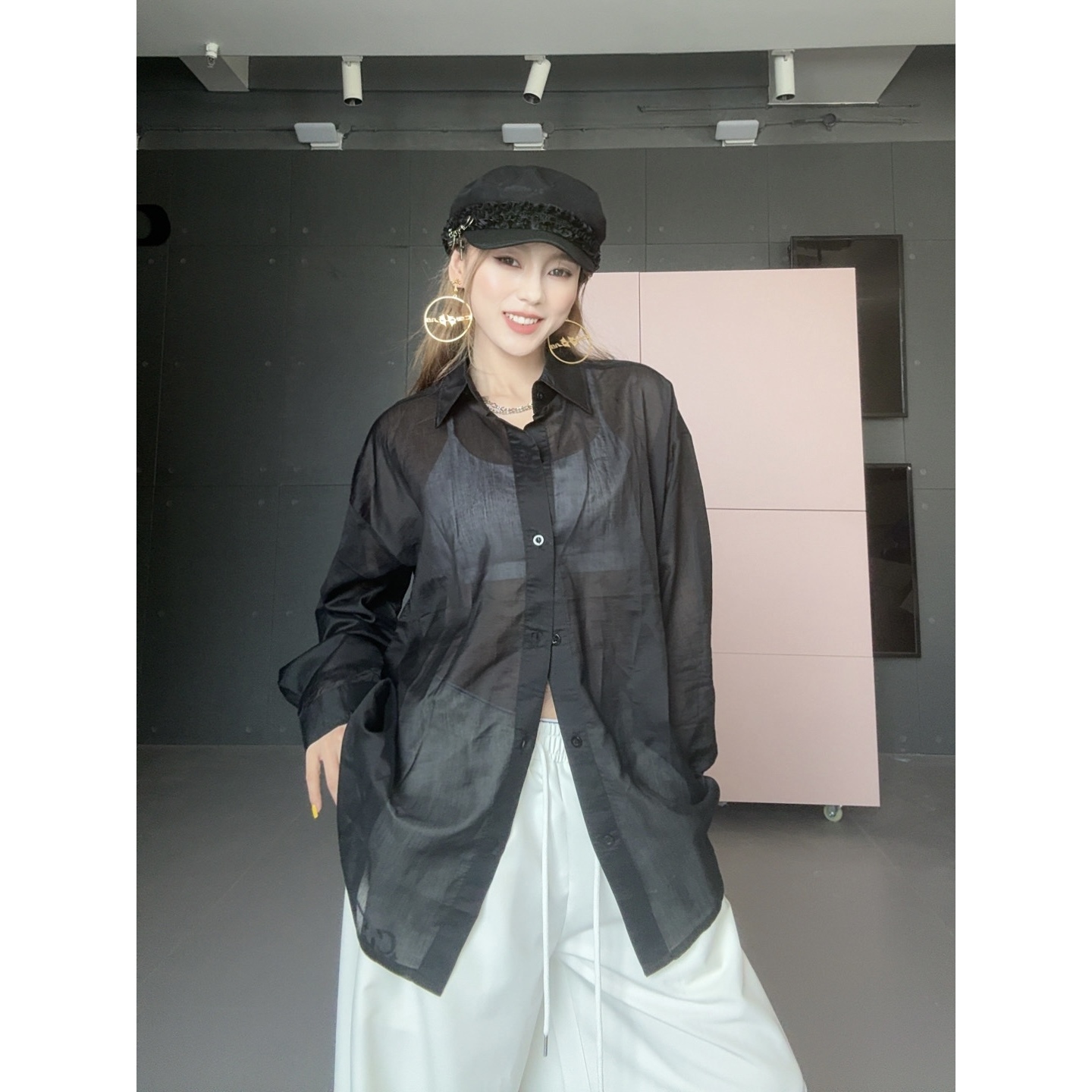 【达人专属】CV 新广场舞潮牌极简美式基础衬衣长袖时尚百搭薄款
