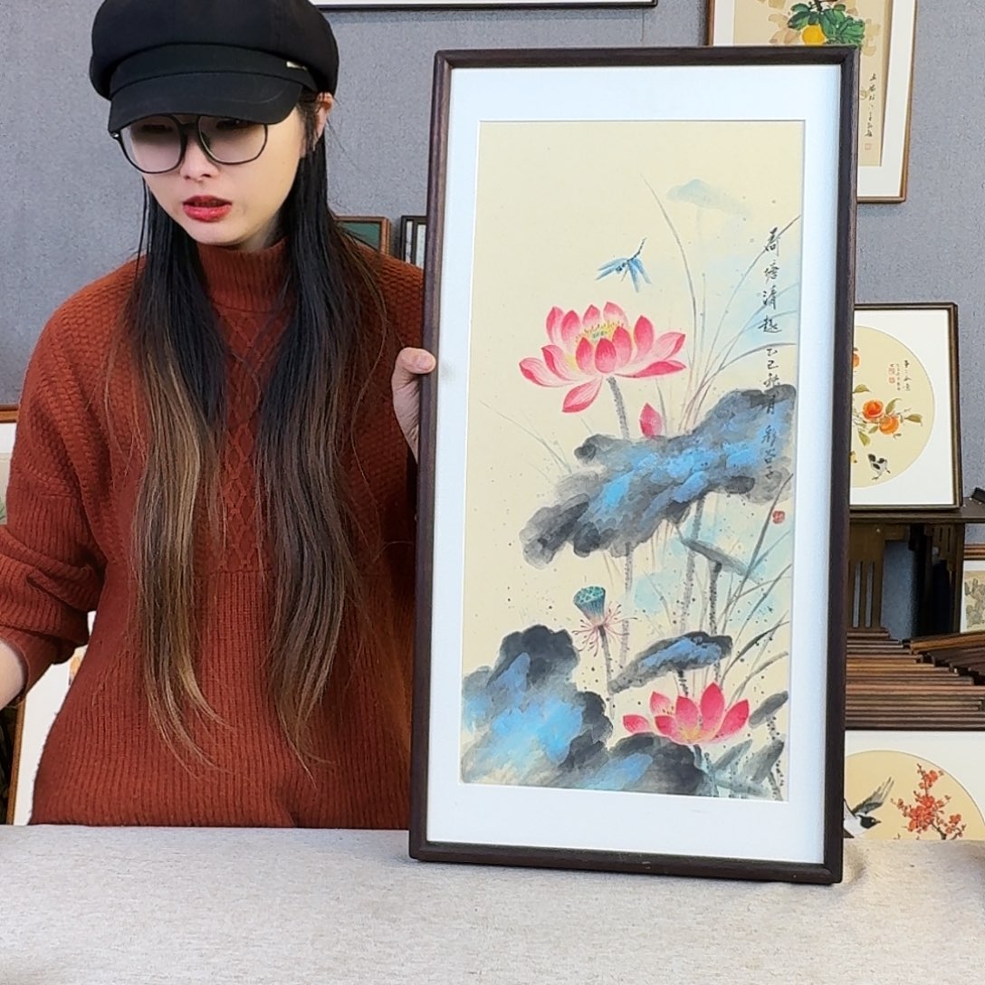 书法手绘带框尺寸： 36*69