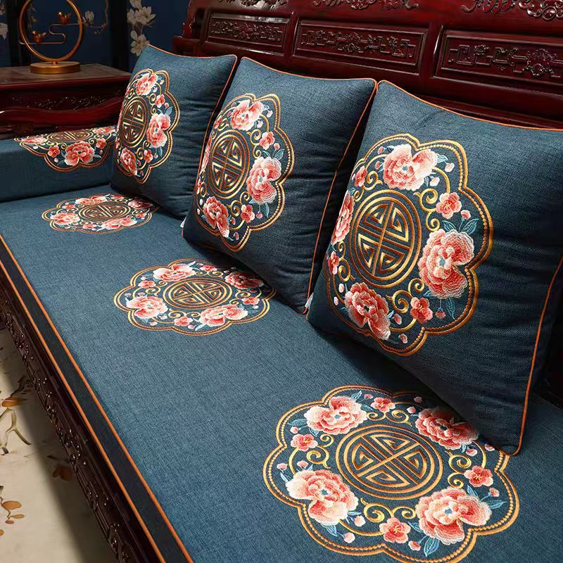 新中式古典红木座垫沙发坐垫椰棕海绵乳胶内胆防滑定制家用