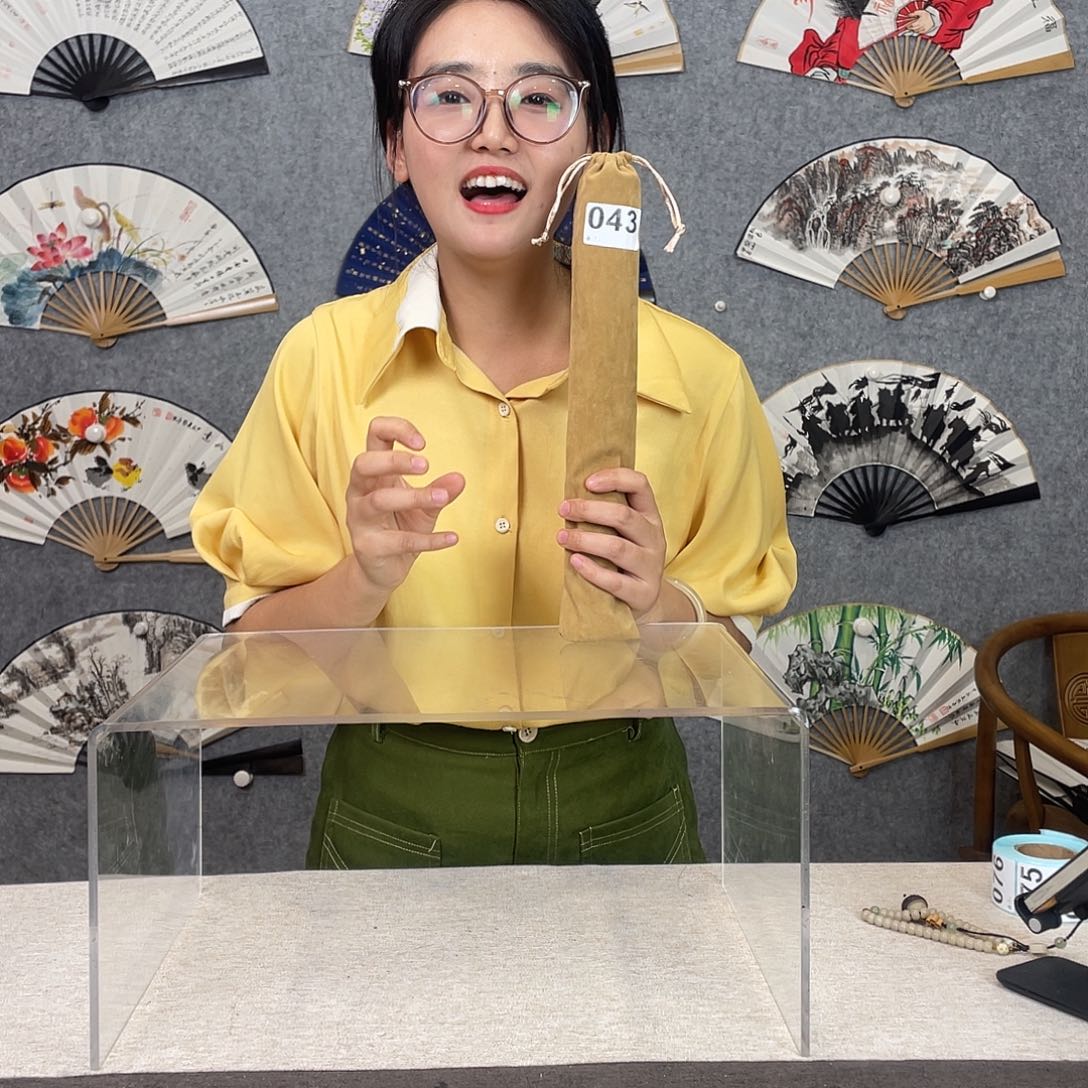 国画10寸水磨玉竹-纯手绘-文玩扇骨（默认粘好） 043