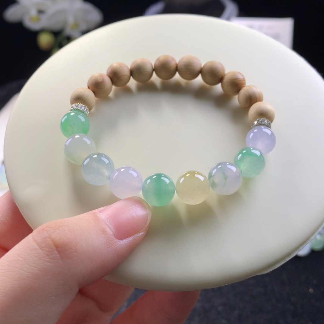 翡翠未镶嵌手串卡9花落时节