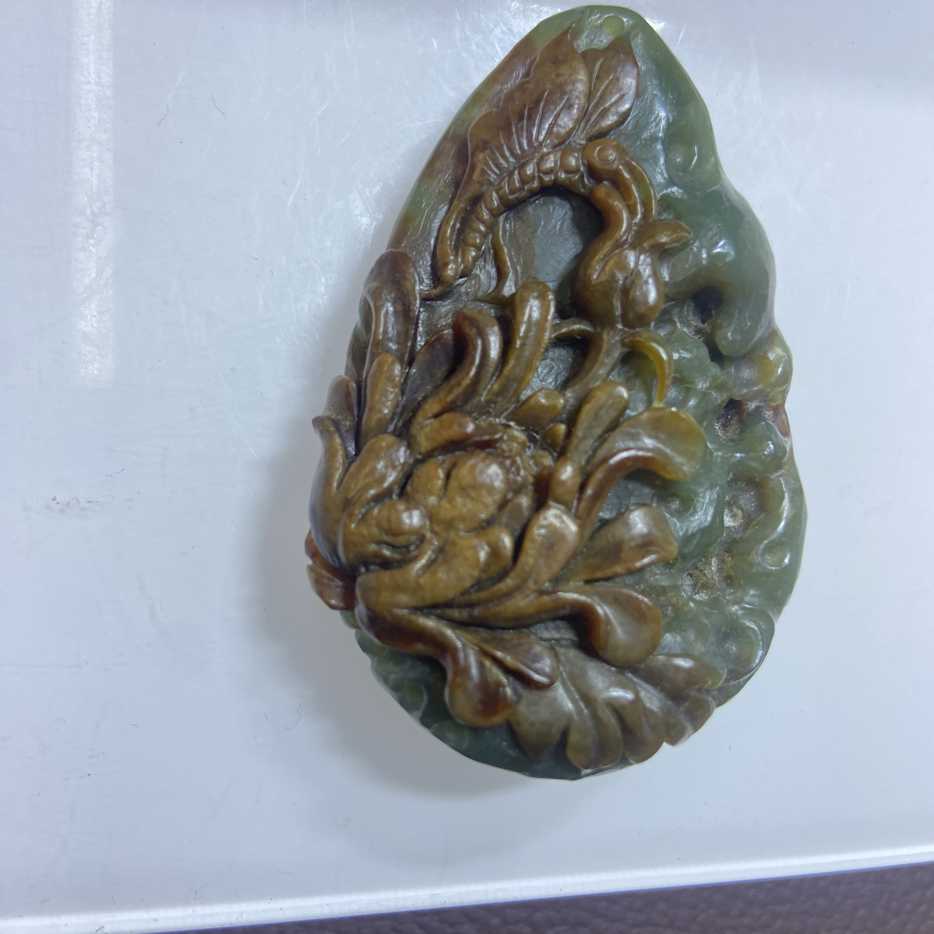 析木河磨手把件吊坠时尚挂坠蝶恋花花开富贵俏色巧雕