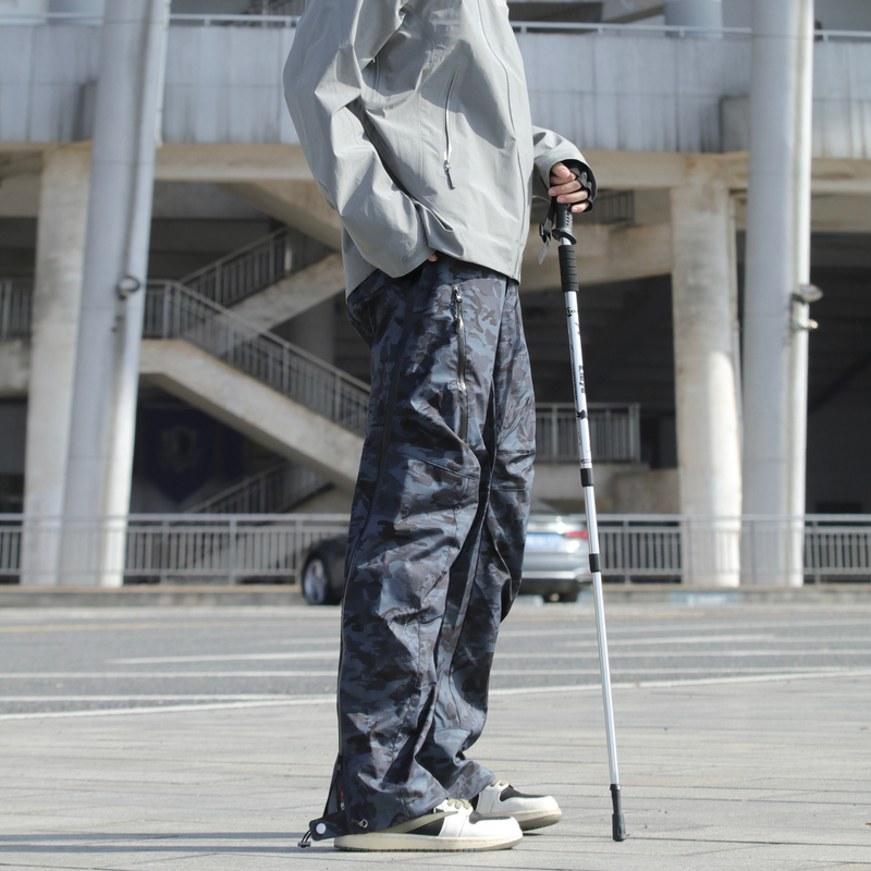 SoldiXZ 硬壳机能蓝色迷彩拉链开叉防风防泼水休闲裤 男女同款