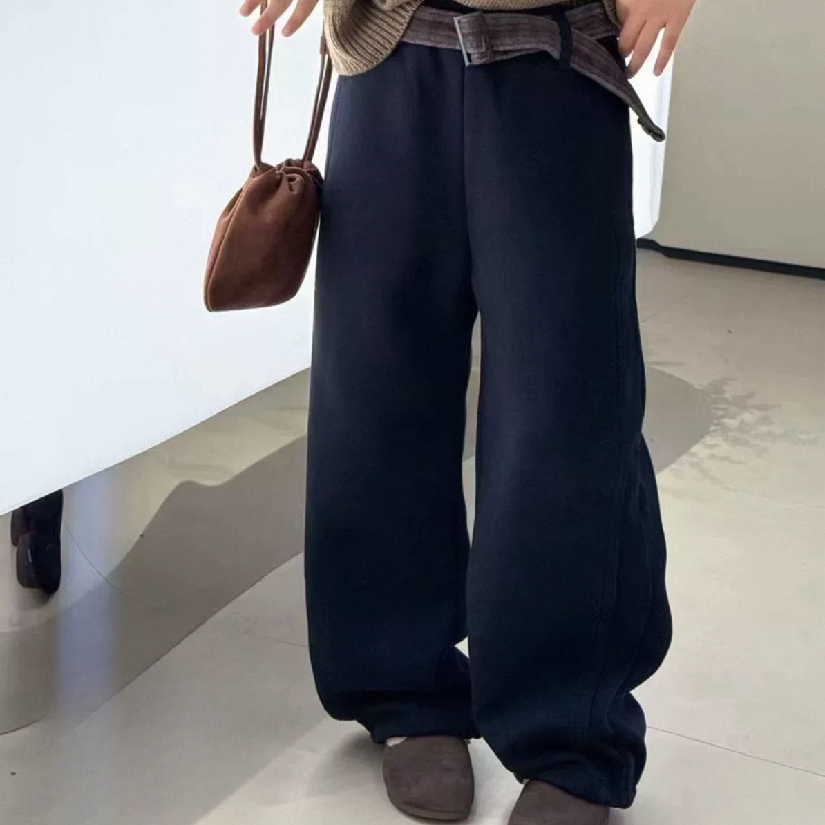 冬款加绒腰带休闲卫裤5582