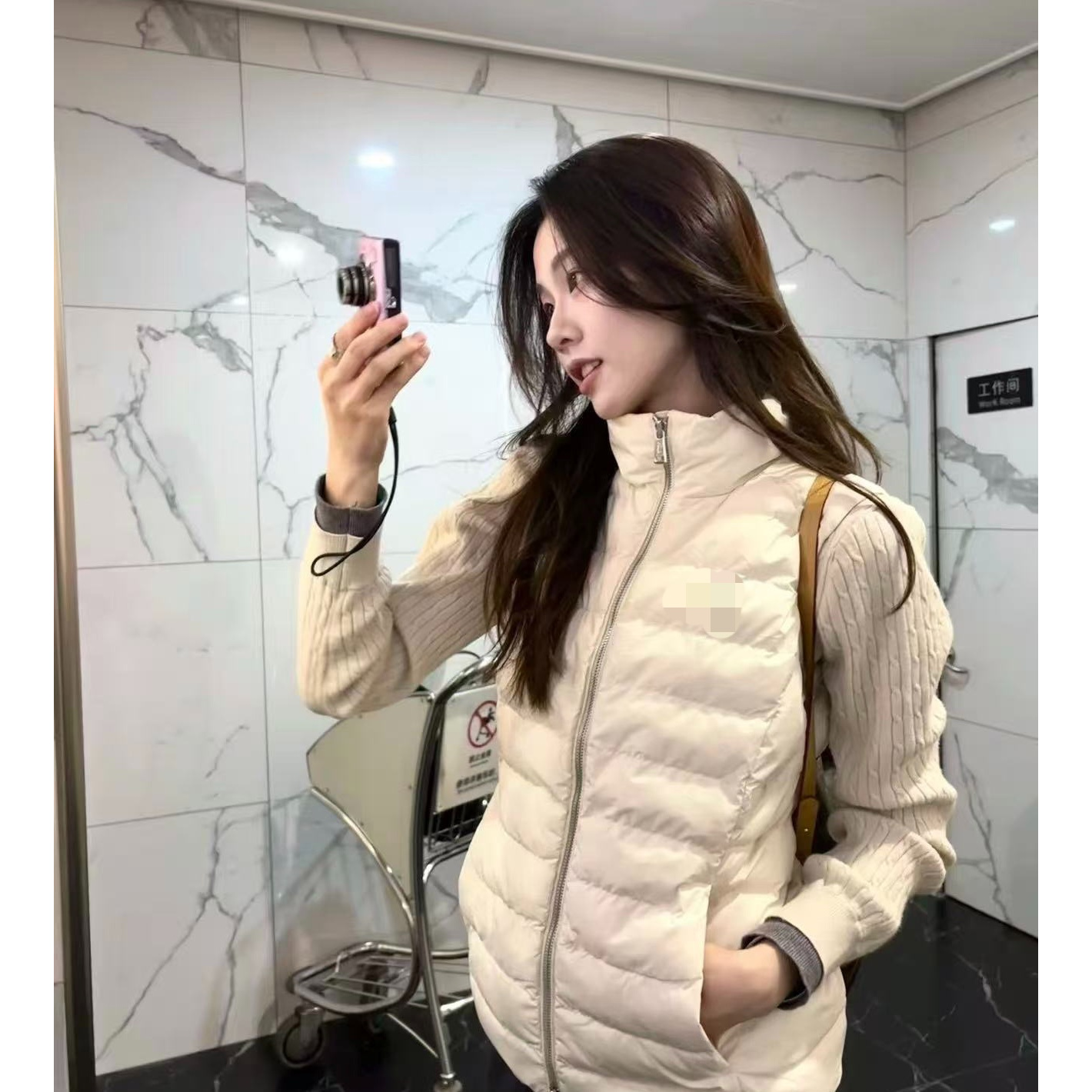 【Chic专属】2羽绒女背心刺绣加厚保暖立领无袖马甲外套yu-07