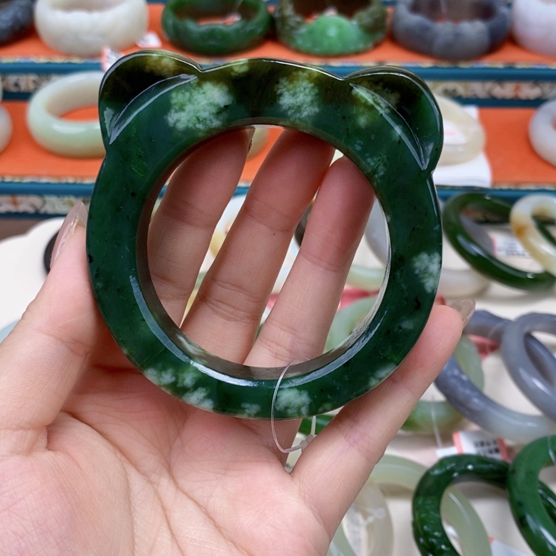 和田玉未镶嵌手镯新疆碧玉手镯57#