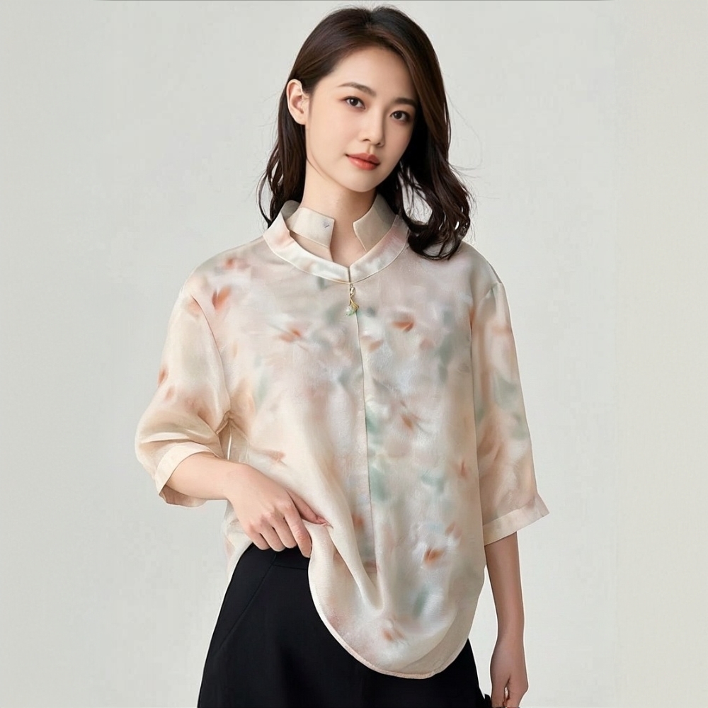 556 款号1462新中式夏装新款减龄小衫国风中袖上衣