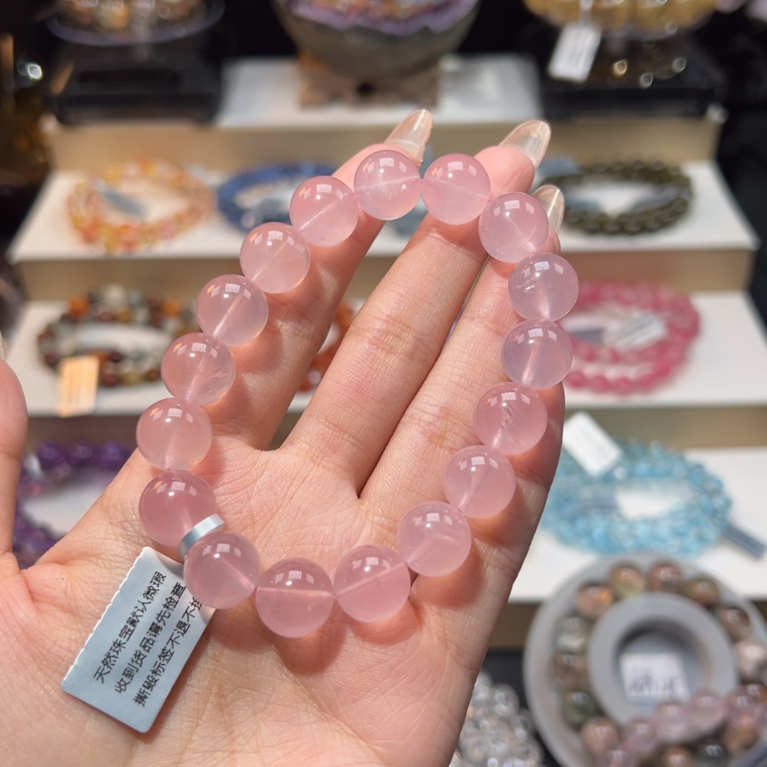 手串未镶嵌水晶12m毕业级老矿蜜桃马粉