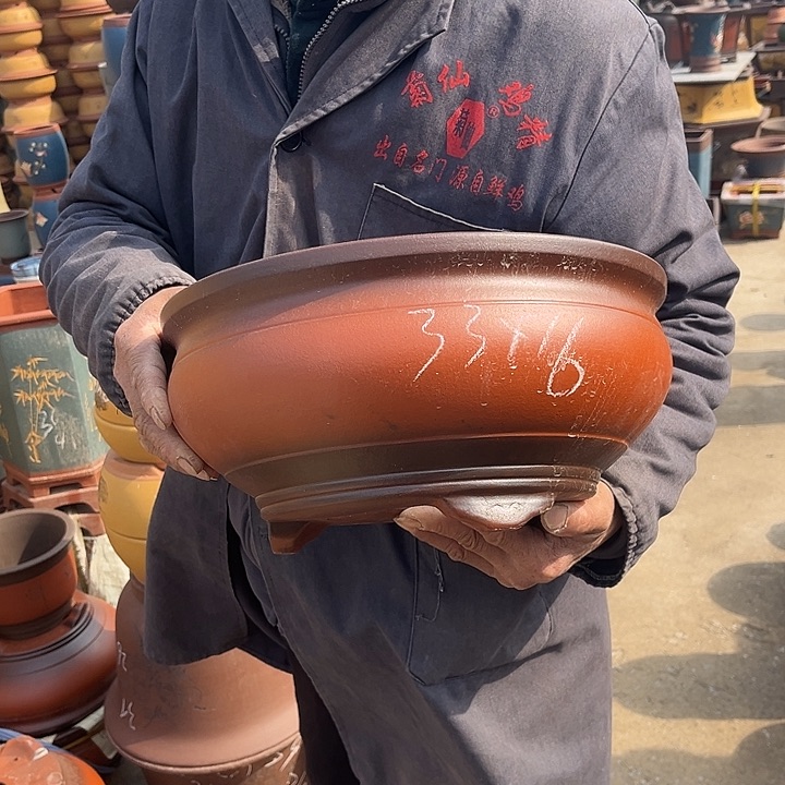 紫砂紫砂花盆和小