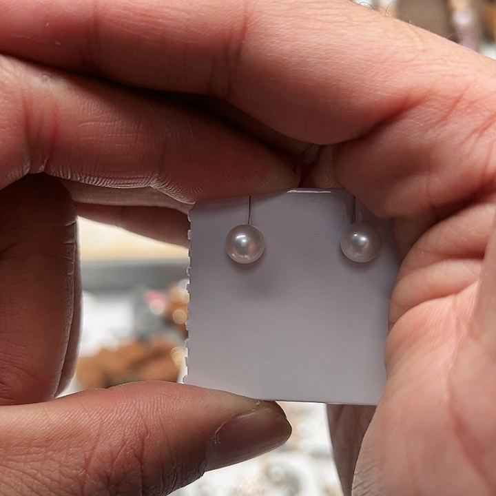 淡水珍珠耳饰银S925镶嵌