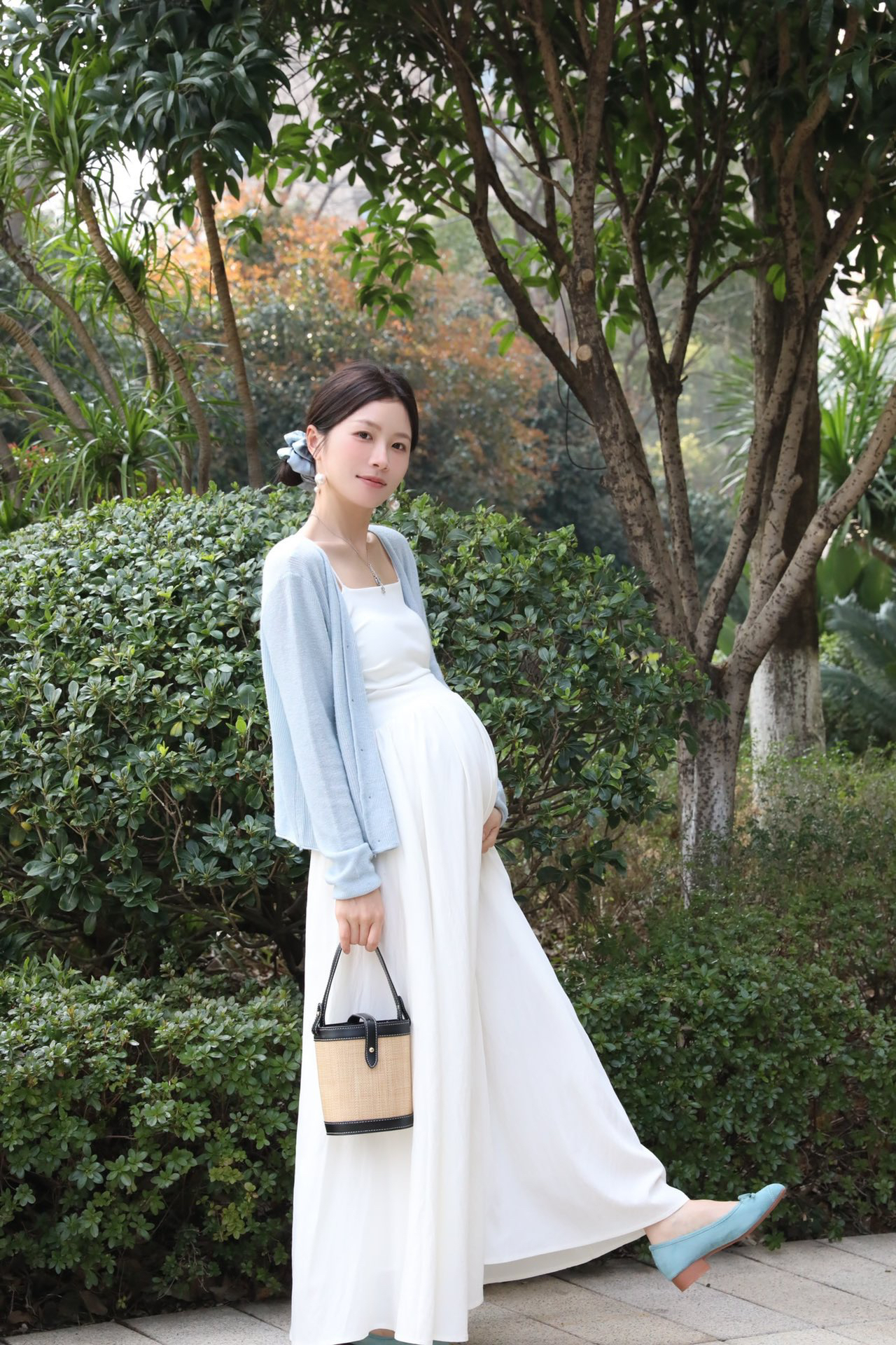 senenmu 带胸垫吊带裙 春夏新款高腰显瘦气质连衣裙法式简约