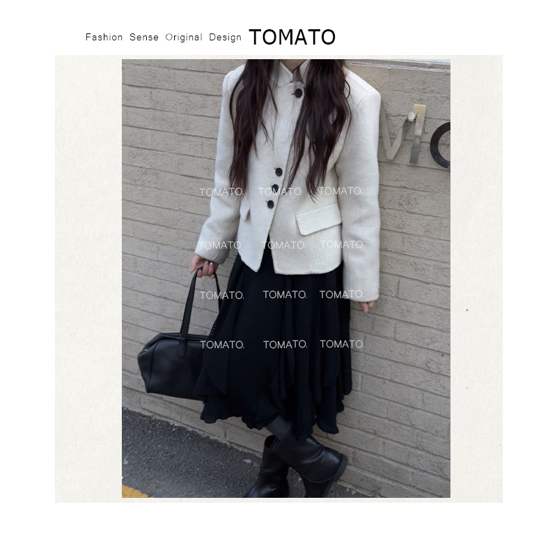 TomaTo-韩系秋冬显瘦百搭镂空花边设计不规则半身裙 C25Q47787