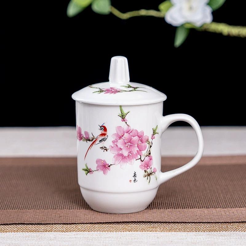 陶瓷水杯水点桃花