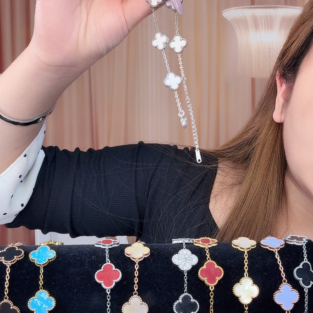 石英石纯铜四叶草手链