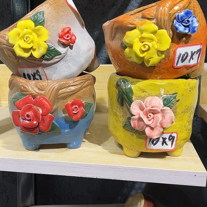 瓷片花盆多肉植物艺术品