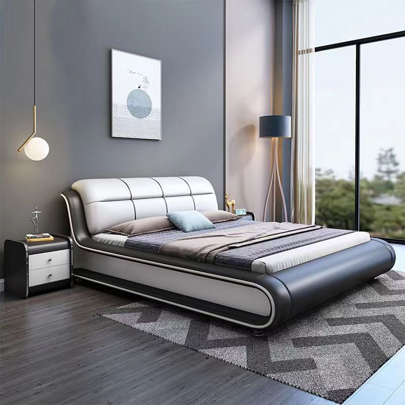 简欧轻奢皮床现代简约主卧双人床1.8米1.5m储物科技布床榻榻米床