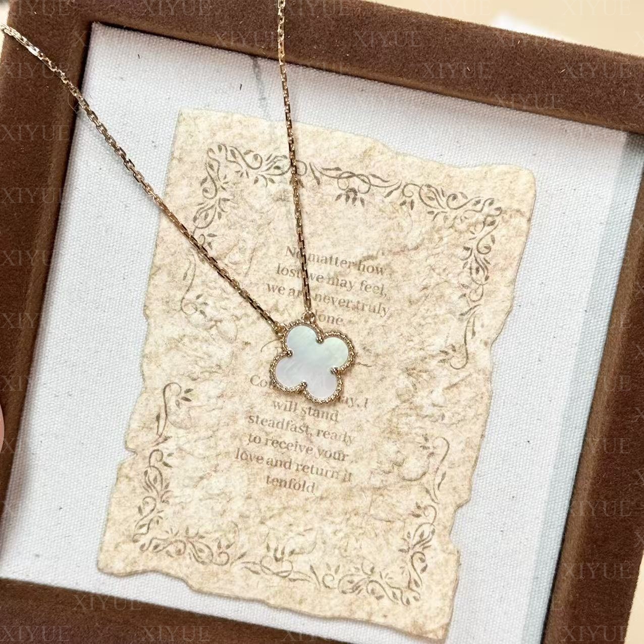 非金属合成锆石项链 XIYUE 经典单花百搭高定四叶草项链