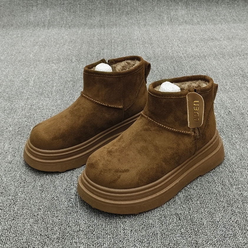 2024冬靴女鞋休闲雪地靴厚底经典款拉链加绒棉鞋防滑增高女靴短靴