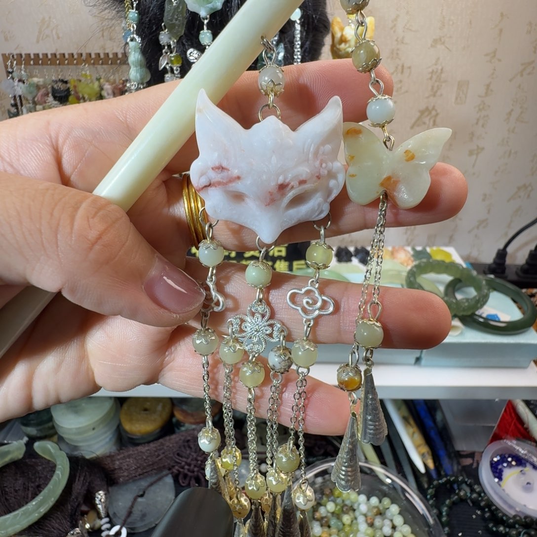 未镶嵌岫玉发饰福利款两个包邮
