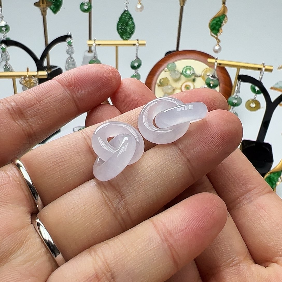 ****e翡翠未镶嵌耳饰天然缅甸A货翡翠