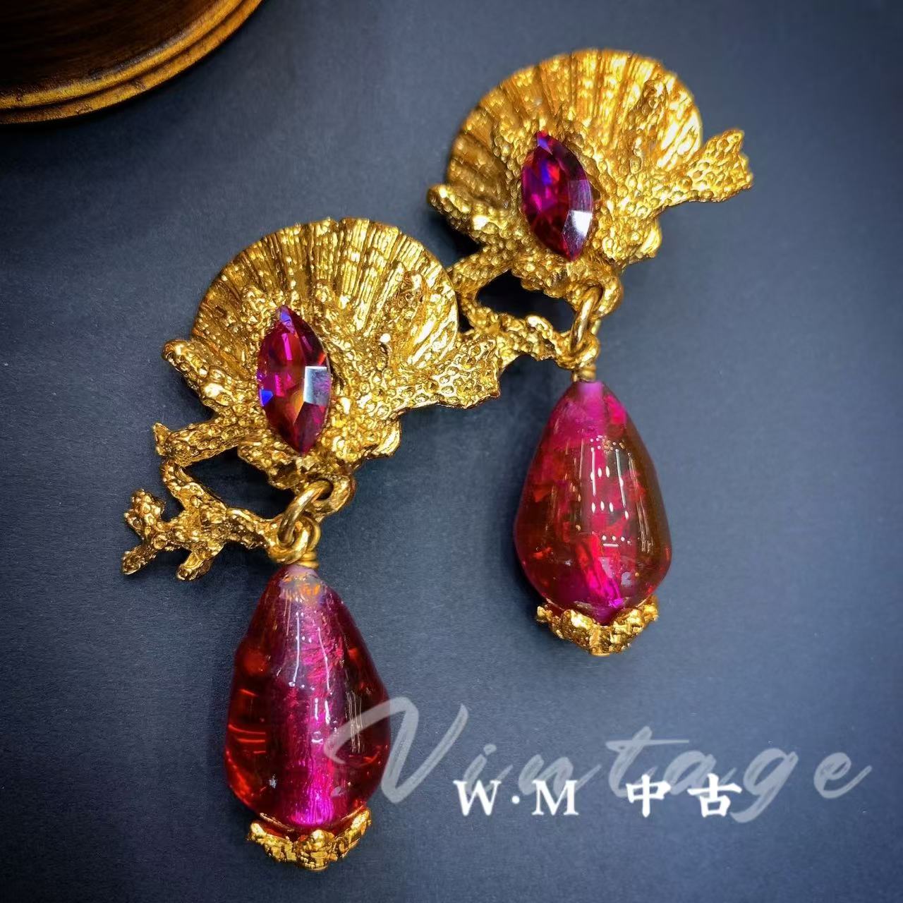 铜合金耳饰 W·M中古-Gavilane（法）扫肩耳夹