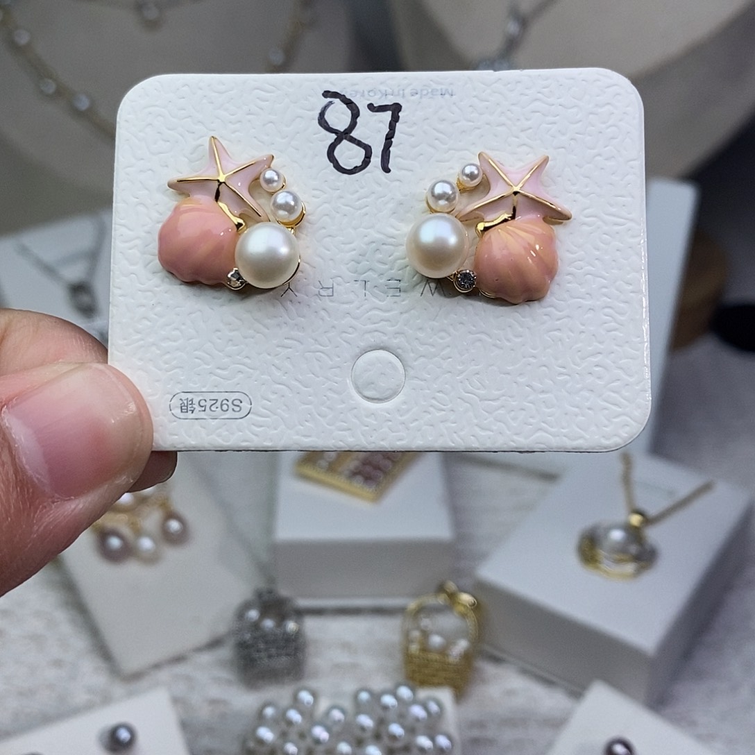 耳饰淡水珍珠银S925镶嵌