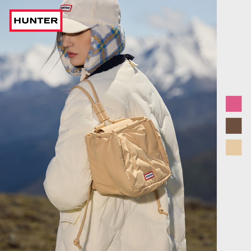 HUNTER2025秋冬新款男女同款泡芙水桶双肩背包防泼水休闲通勤背包