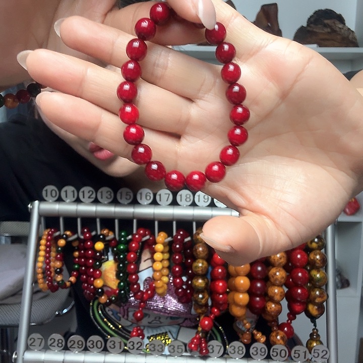 松木固化款琥珀墨手串0.8樱桃红女款