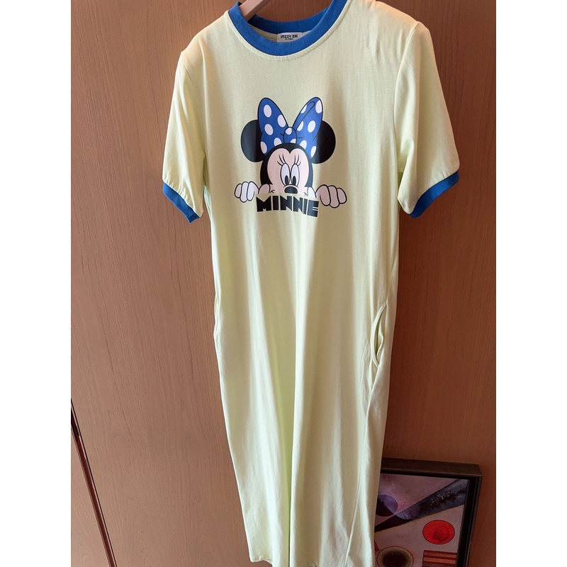 【张静芝】蓝蝴蝶结卡通果黄绿连衣裙