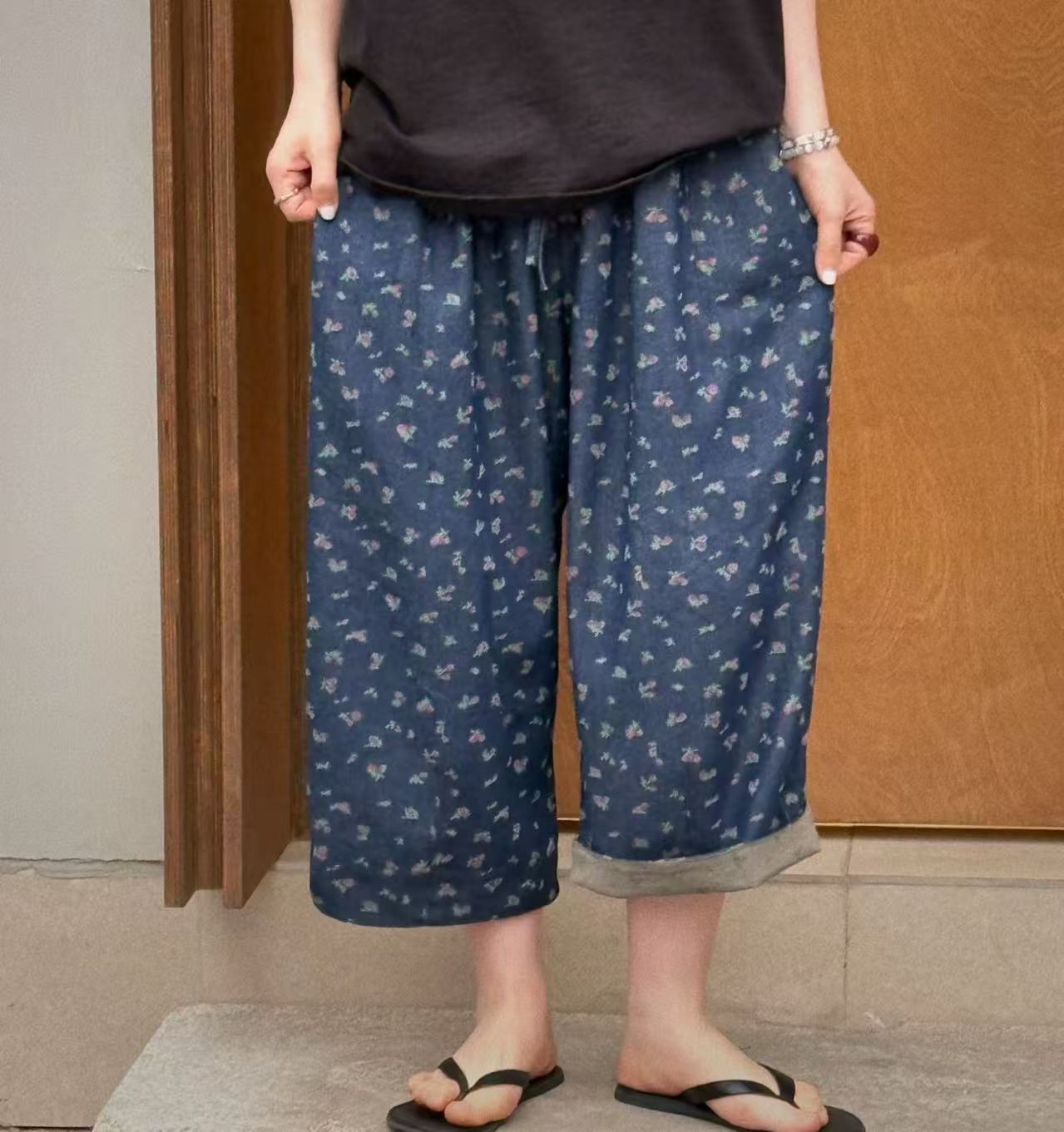 韩国正品/不支持退换/云朵/花朵阔腿裤/0518/65