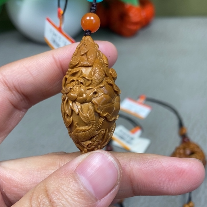 橄榄核手串/手链九鲤戏莲