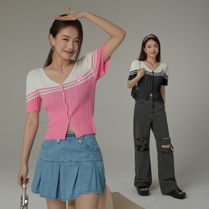 F001H【金拐子专属】CHUU五角星刺绣美式学院设计撞色单排扣外套-F